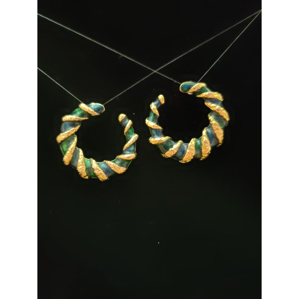 Green And Gold Wreath Earrings